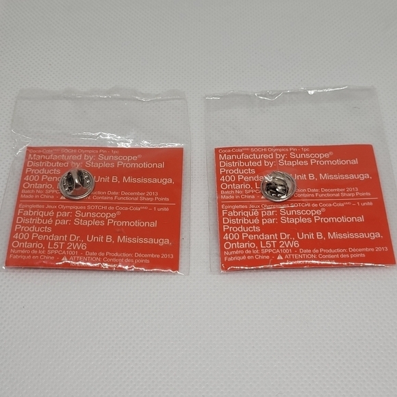 COCA-COLA 2014 Sochi Winter Olympic Games Lapel Push Pin, Set of 2 - Picture 2 of 15